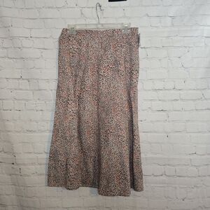 Jaclyn Smith Linen Cotton Blend Cheetah Print Midi Skirt Y2k Nwt Sz S